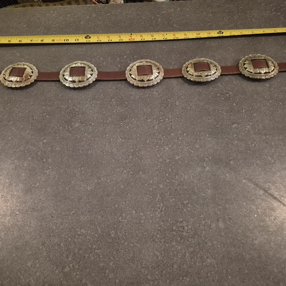 Silver and Brown  Brighton Concho Belt - Picture 9 of 9